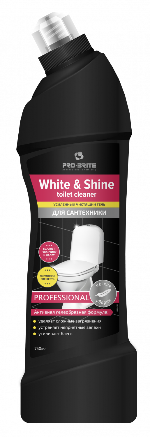    Усиленный чистящий гель для сантехники Лимонная свежесть White & Shine toilet cleaner 750 мл от интернет магазина https://брайтпрофессионал.рф/