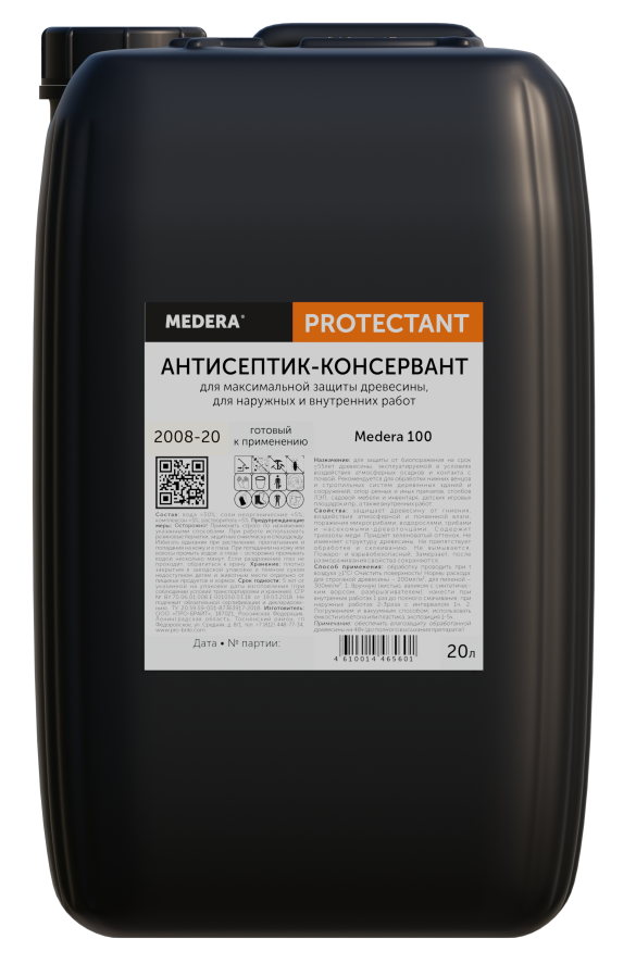 Невымываемый антисептик для древесины МЕДЕРА 100. 20 литров в магазине БРАЙТПРОФЕССИОНАЛ.РФ, фото