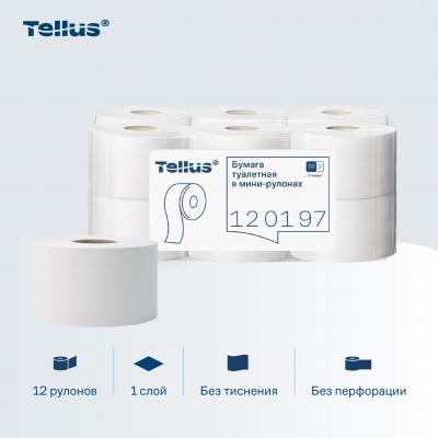 Бумага туалетная рулонная Tellus Universal T2 1-слойная цвет белый 200 метров, артикул 120197