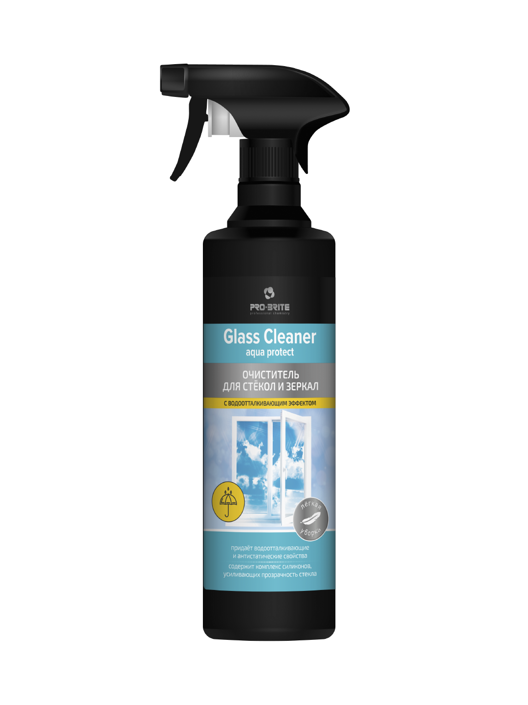  Очиститель для стёкол и зеркал с водоотталкивающим эффектом Glass cleaner Aqua Protect. 500 мл от интернет магазина БРАЙТПРОФЕССИОНАЛ.РФ