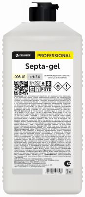 Средство дезинфицирующее, кожный антисептик Septa-gel. 1 литр